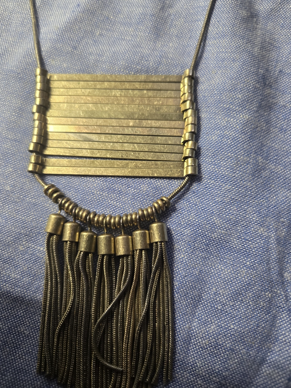 Brushed Gold-Tone Tassel Pendant Necklace - Women Jewelry